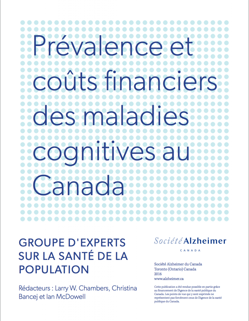 Prévalence et coûts financiers des maladies cognitives au Canada - couverture