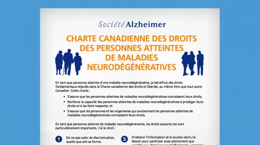 Charte Canadienne des droits des personnes atteintes de maladies neurodégénératives